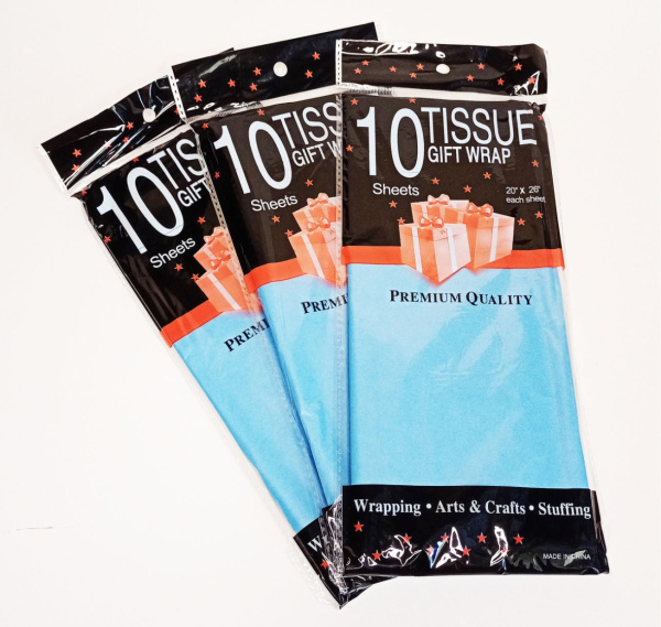 Бумага тишью голубой 55х66 см 10шт