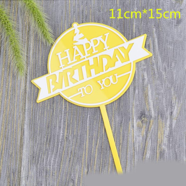 Топпер на торт Happy Birthday цвет: желтый