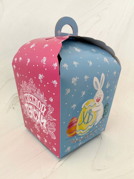 Коробка "под кулич 17*17*26" Пасхальный кролик
