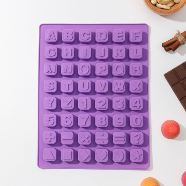 Форма для кондитерских украшений  «Цифры и английские буквы», 48 ячеек (2×2 см)