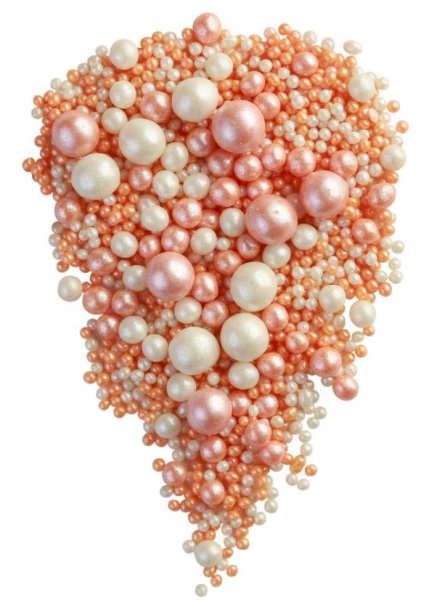 Драже зерновое 50 гр жемчуг персик/серебро #137