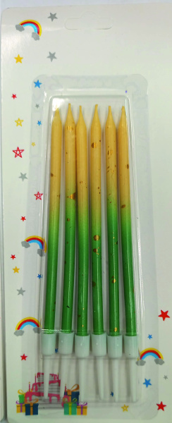 Свечи для торта 6шт 12см Цвет: Зеленый ( MIX 2)