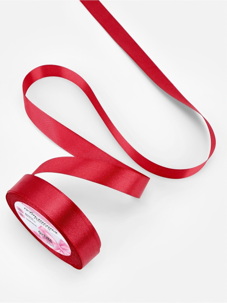 Лента атласная, 20 мм × 23 ± 1 м, цвет винно-красный №33