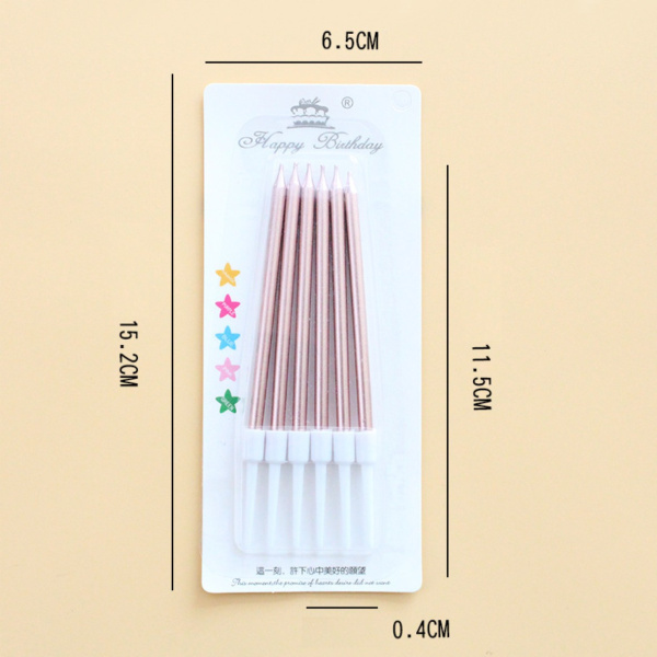 Свечи для торта 6шт 10см цвет: розовый