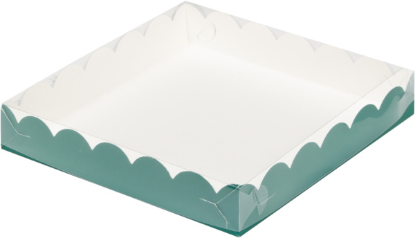 Коробка 150х150х30мм для печенья и пряника, Зелёная матовая