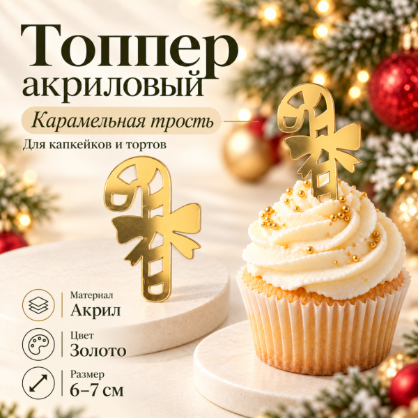 Топпер акриловый карамельная трость
