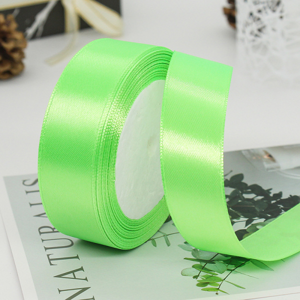 Лента атласная, 25 мм × 23 ± 1 м, цвет: фруктовый зеленый 52#