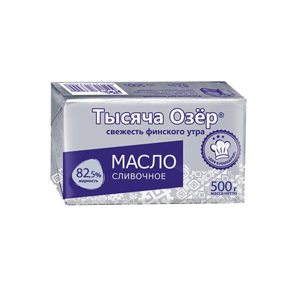 Масло сливочное 82,5% 500 г, Тысяча озер, Россия