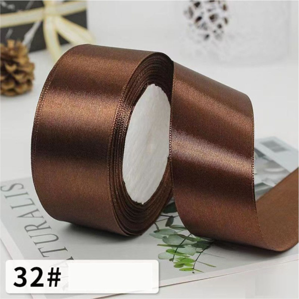 Лента атласная, 40 мм × 23 ± 1 м, цвет: кофейно-коричневый 32#