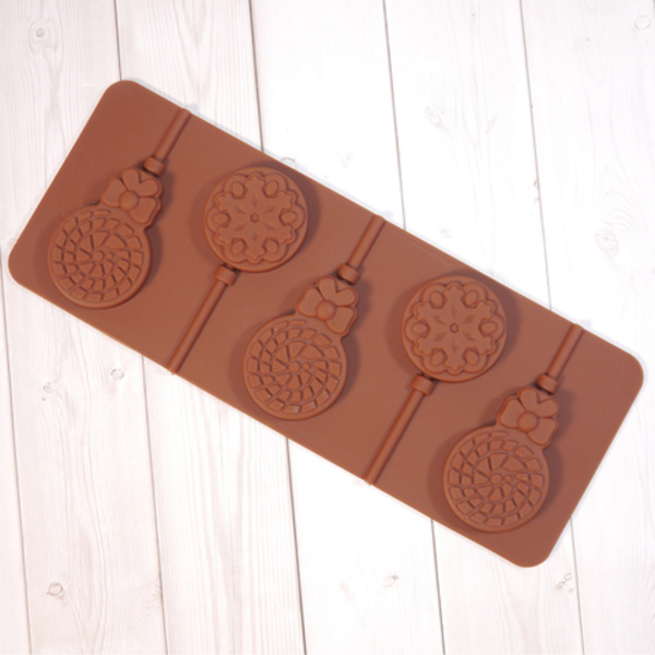 Форма силиконовая  для леденцов "Леденцы" 26х10 см, 5 ячеек