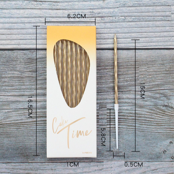 Свечи для торта 8шт 10см цвет: шампанского