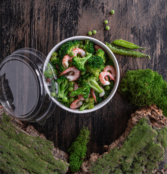 Круглый контейнер с купольной крышкой, 620мл. 132/150х46мм. OSQ ROUND BOWL