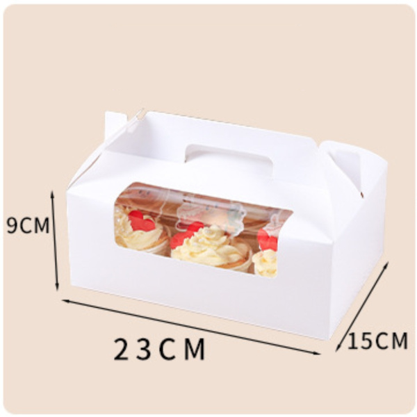 Упаковка белая с ручкой 230x150x90мм, на 6 капкейков