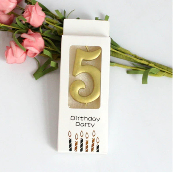Свеча для торта "Цифра 5" Золотая 5,5см