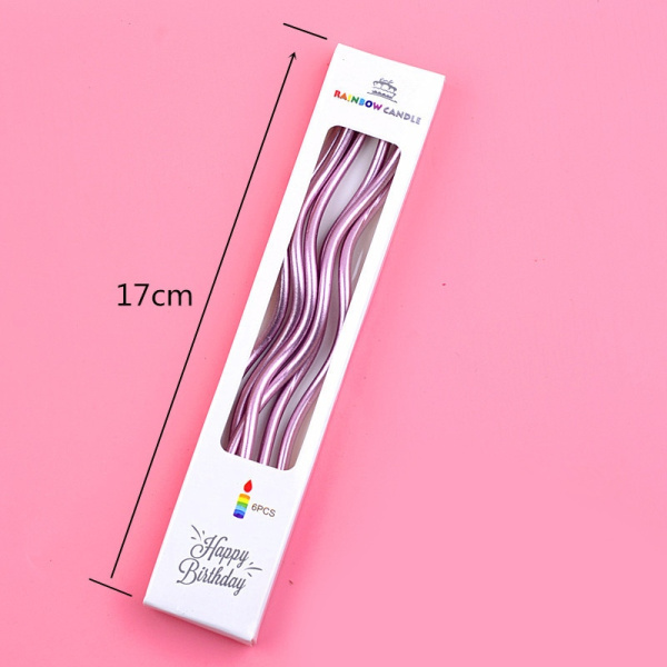 Свечи для торта ВОЛНА 6шт 10см цвет: розовый