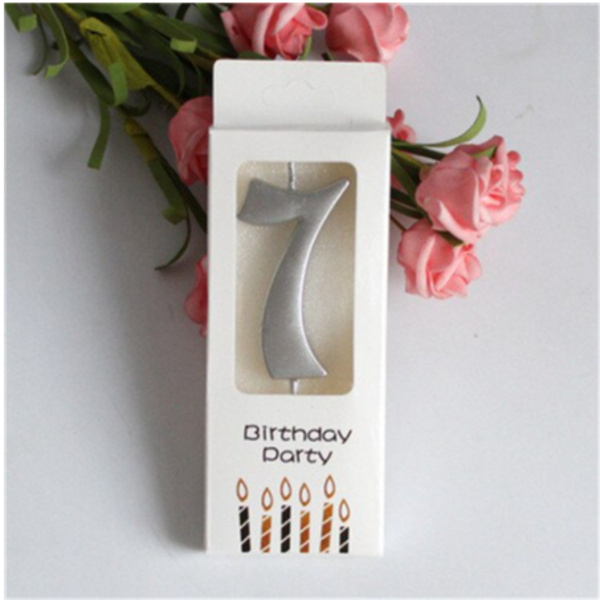 Свеча для торта "Цифра 7" Серебряная 5,5см