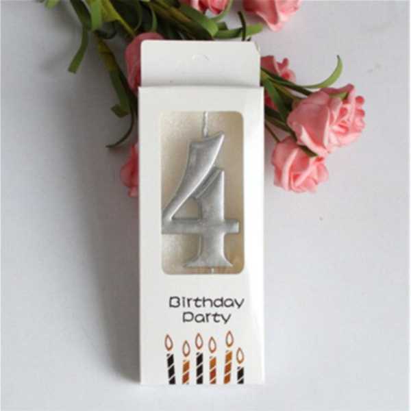 Свеча для торта "Цифра 4" Серебряная 5,5см