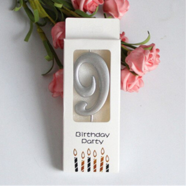 Свеча для торта "Цифра 9" Серебряная 5,5см