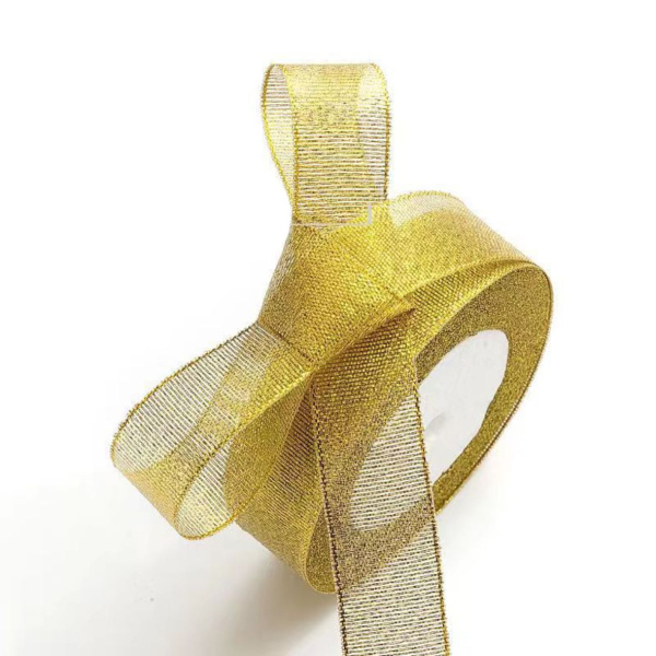 лента из органзы 25мм 23м золото