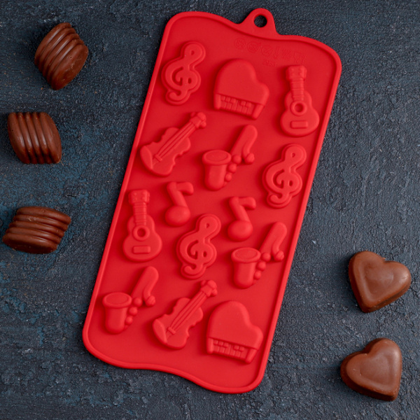 Форма для льда и шоколада 21,5х10,5 см "Музыкальные инструменты", 14 ячеек,