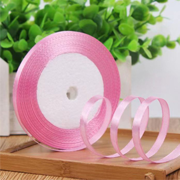 Лента атласная, 6 мм × 23 ± 1 м, цвет розовый порошок 79#