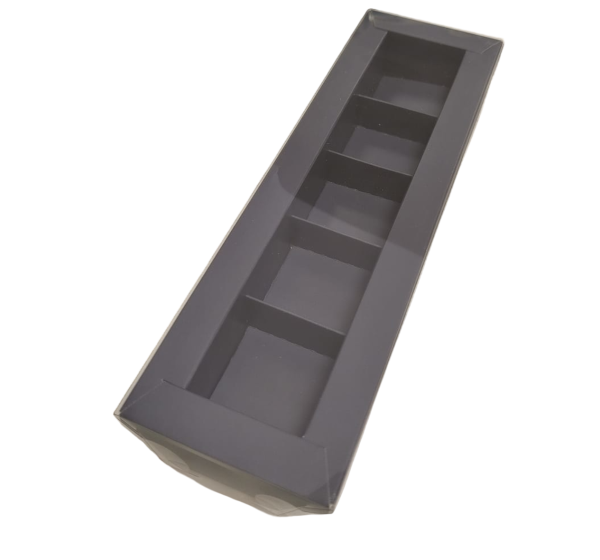 Коробка 235*70*30 мм (5) для конфет с пластиковой крышкой  (графит)