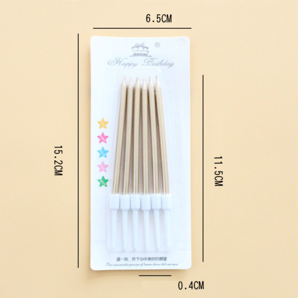 Свечи для торта 6шт 10см цвет: шампанского