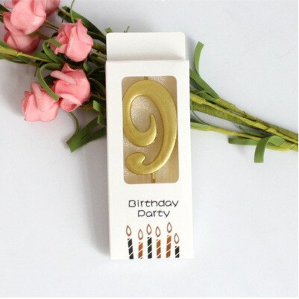 Свеча для торта "Цифра 9" Золотая 5,5см