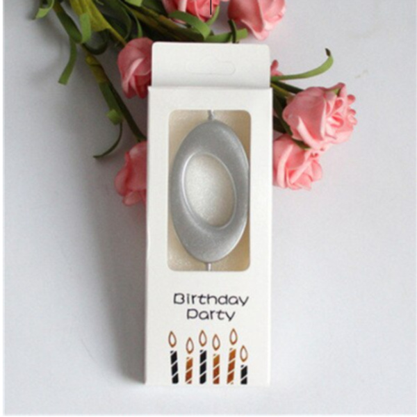 Свеча для торта "Цифра 0" Серебряная 5,5см