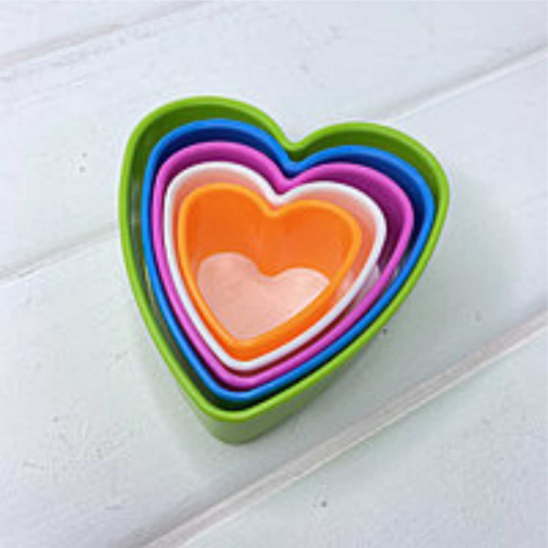 Набор пластиковых вырубок, "Сердце" 5 шт