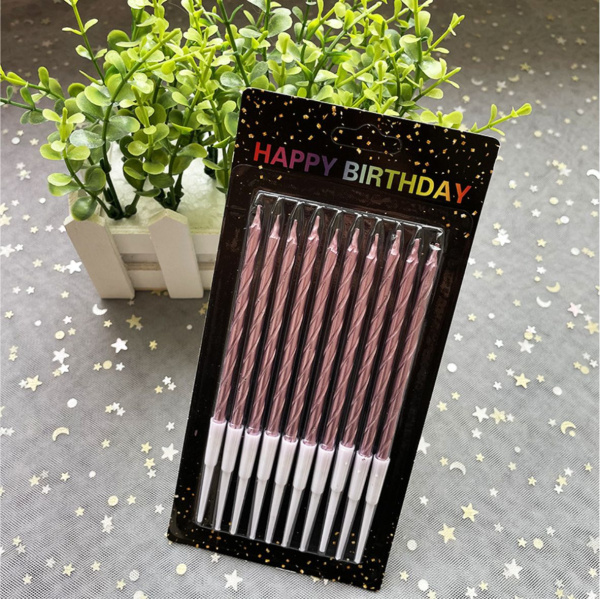 Свеча для торта розовая 11см 10шт