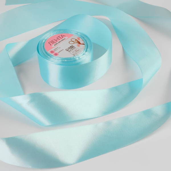 Лента атласная, 40 мм × 23 ± 1 м, цвет голубой №11