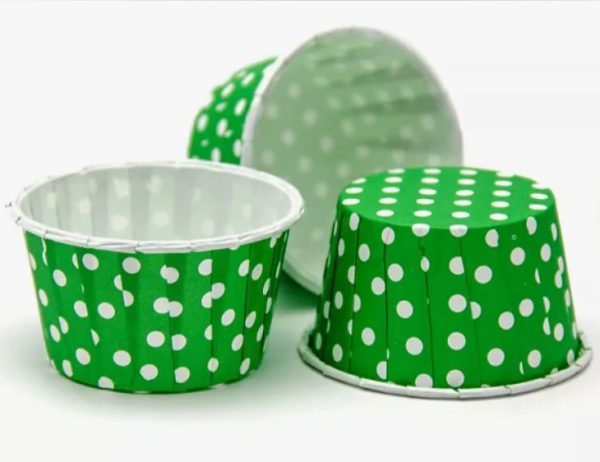 Форма бумажная МАФФИН 50*40мм Зеленый в горох 100шт