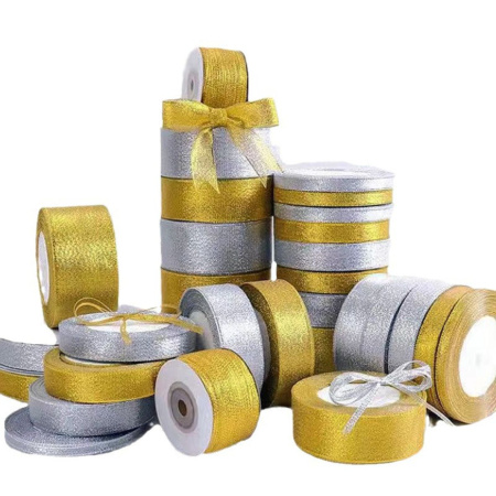 Лента из органзы 12мм 23м золото