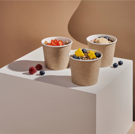 Круглый контейнер, 500мл. 76/100х95мм с прозрачной крышкой OSQ ROUND BOWL