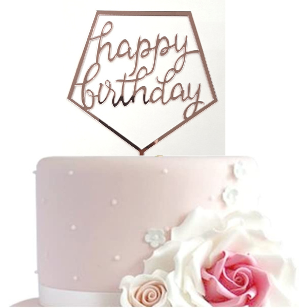 Топпер розовая для торта акриловый 10х15см грани