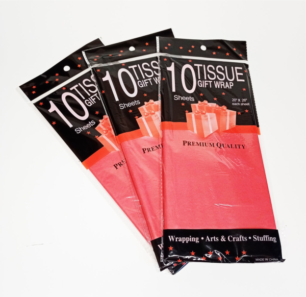 Бумага тишью красный  55х66см 10шт