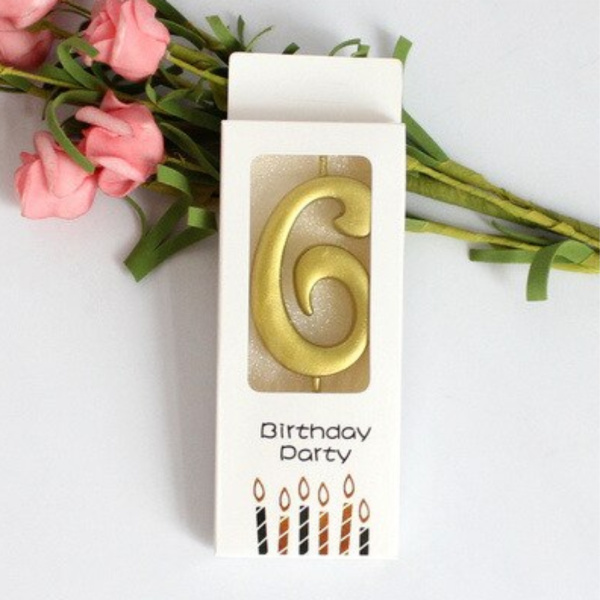 Свеча для торта "Цифра 6" Золотая 5,5см