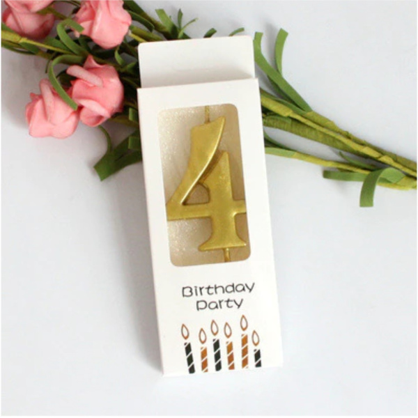 Свеча для торта "Цифра 4" Золотая 5,5см