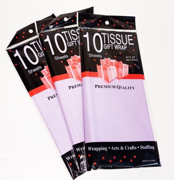 Бумага тишью Светло сиреневый 55х66 см 10шт