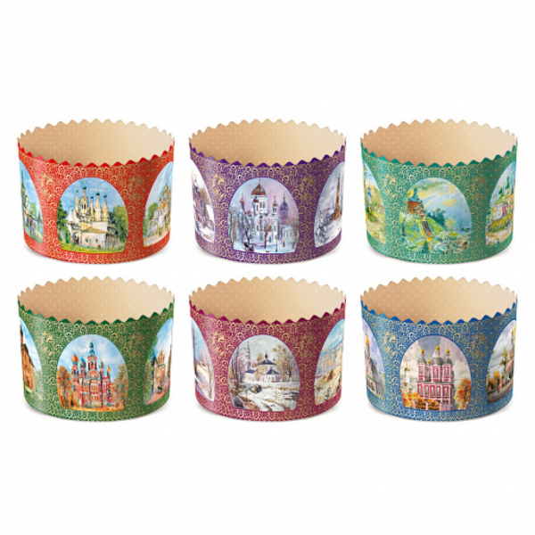 Форма бумажная 1шт микс (d110xh85мм) "Храмы"