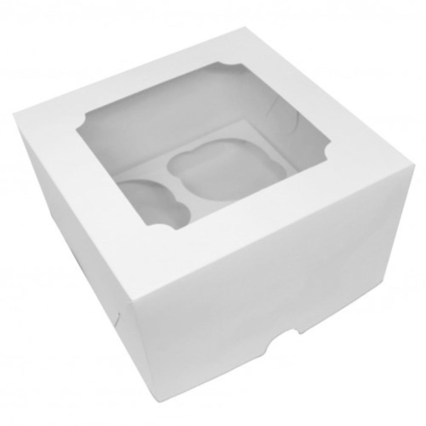 Упаковка белая 160x160x100мм, на 4 капкейка