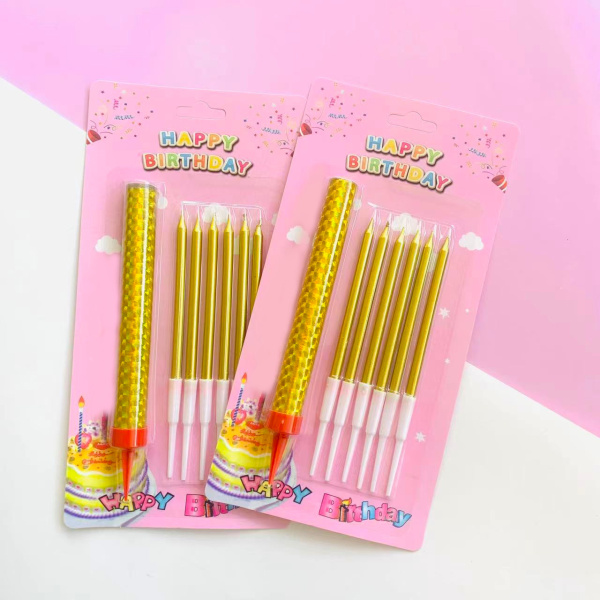 Свечи для торта золото 6шт + ФОНТАН 1шт