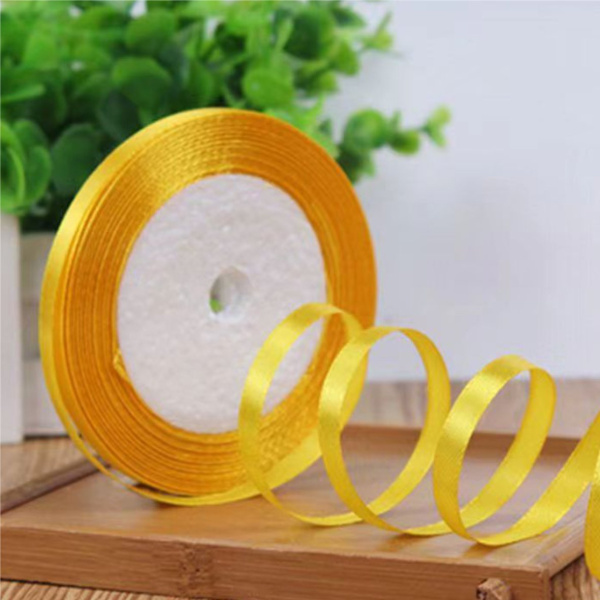 Лента атласная, 6 мм × 23 ± 1 м, цвет золотисто-желтый 16#