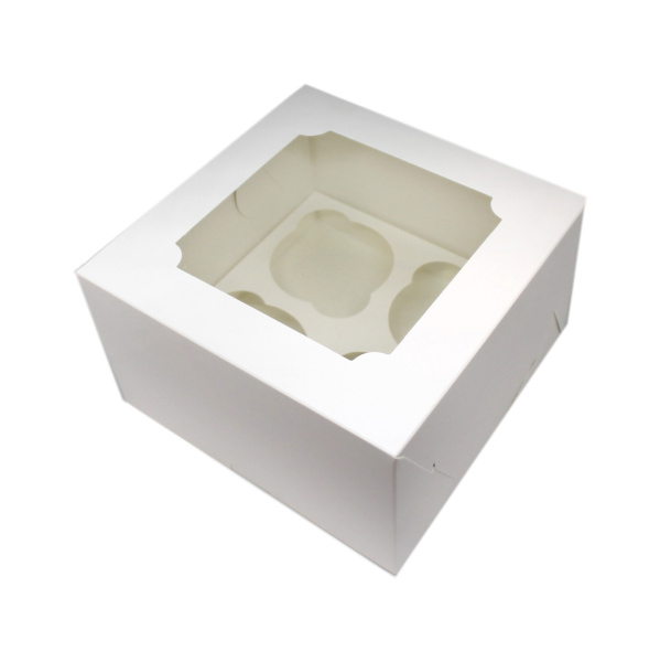 Упаковка белая 160x160x100мм, на 4 капкейка