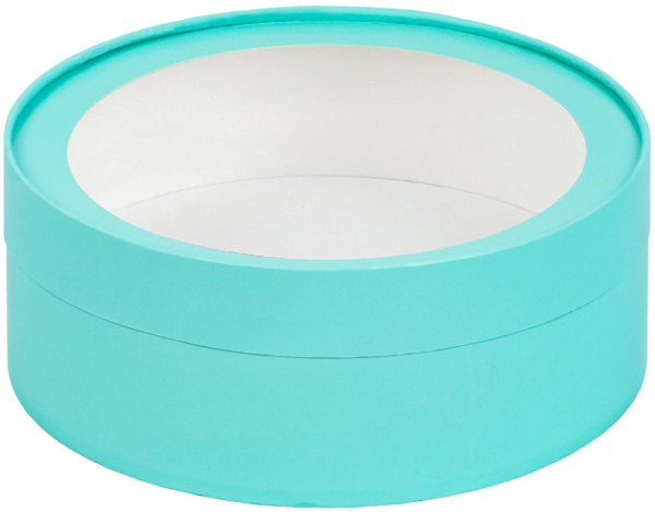 Коробка Д-160мм В-70мм под зефир, печенье и макароны круглая с окном Тиффани