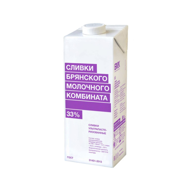 Сливки БМК ультрапастеризованные 33%, 1 л.