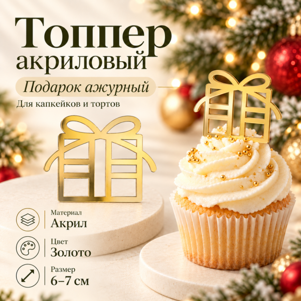 Топпер акриловый Подарок ажурная