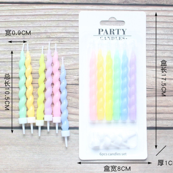 Свечи для торта цветные 6шт