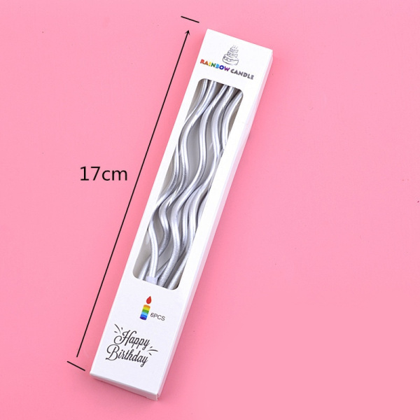 Свечи для торта ВОЛНА 6шт 10см цвет: серебро
